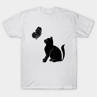 Cat and Butterfly T-Shirt